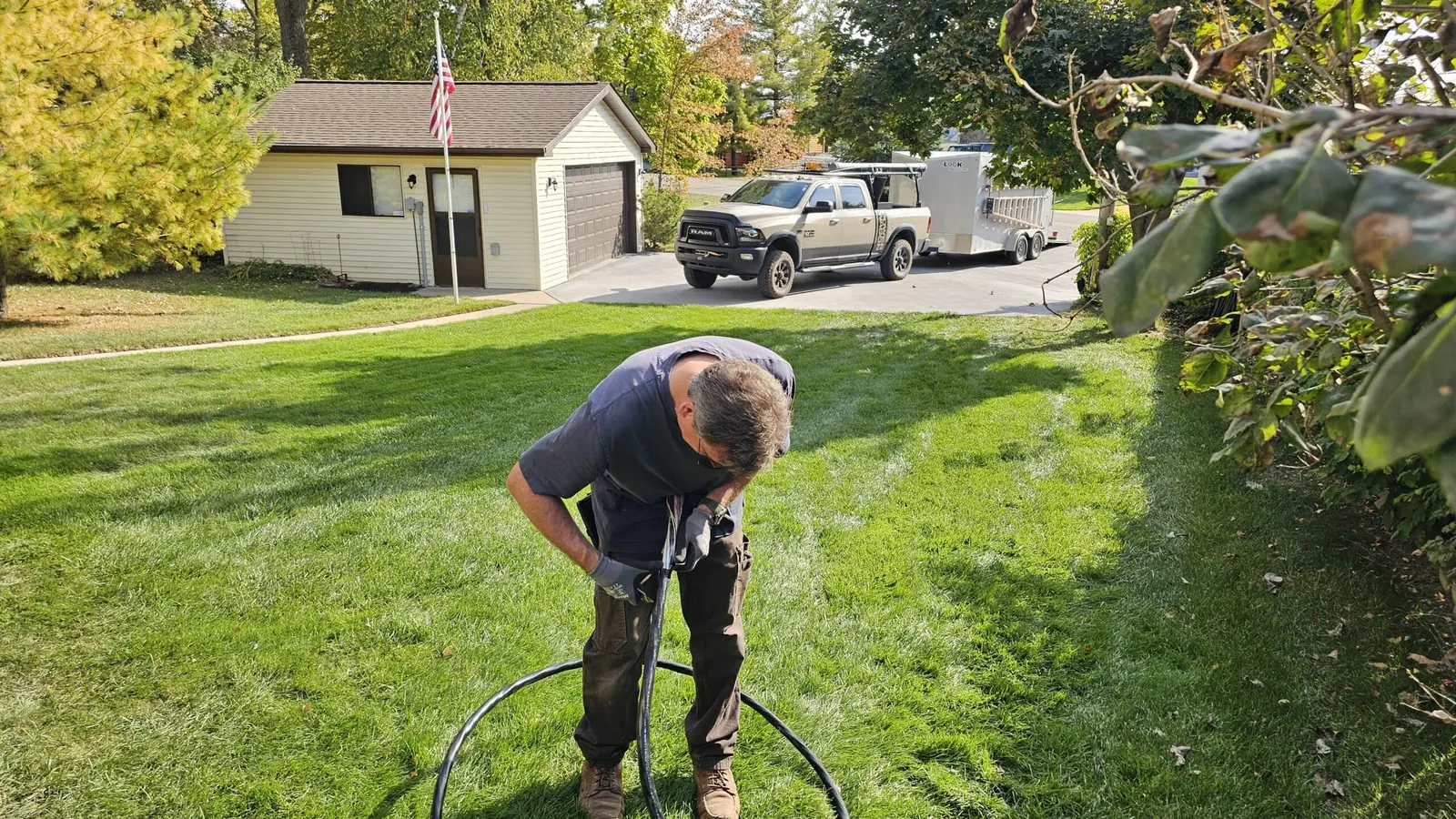 Axiom electrician pulling new service conductors